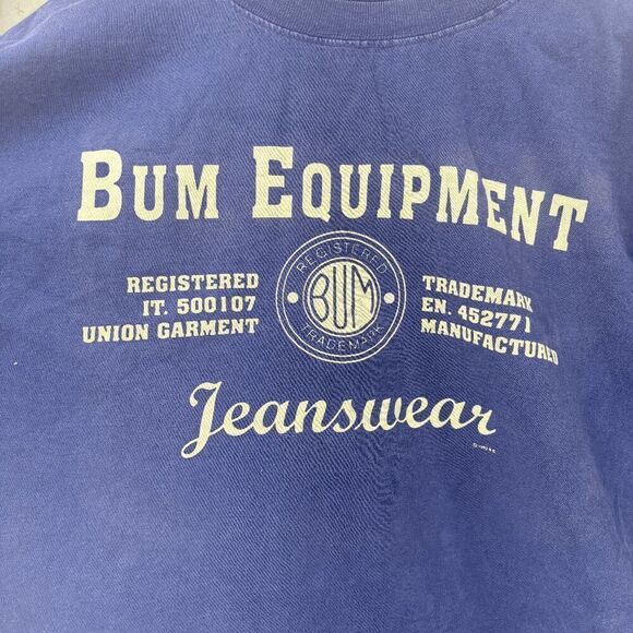 Vintage BUM Equipment T-Shirt Made In USA Authentic Jeanswear BUM EQUIPMENT Sz L - Picture 1 of 6